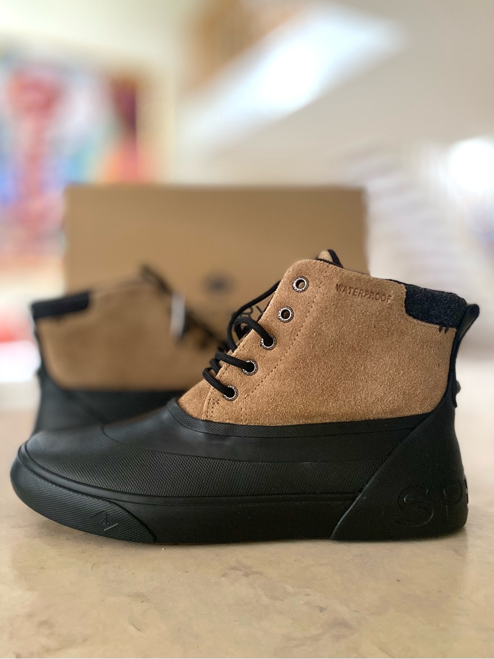 SPERRY MEN'S ICE BREAKER WATERPROOF BOOTS SIZE 9 TAN / BLACK,⁠ NEW IN BOX NIB